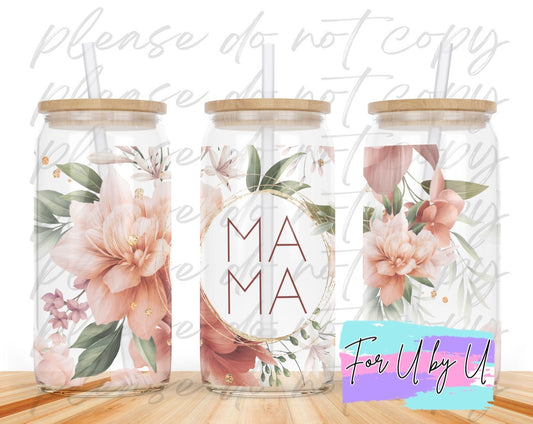 Floral Mama Glass Can